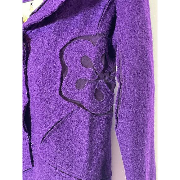 Nikki Valenti Wool Blazer Phoebe Friends Purple Floral Boho Cottagecore NWT - Picture 2 of 7